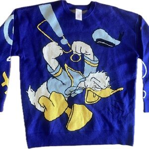 Disney Donald Duck Crewneck Sweater in Royal Blue with Yellow Accents